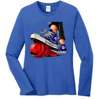 Kamala Harris High Heels Stepping On Red Maga Hat Ladies Long Sleeve Shirt