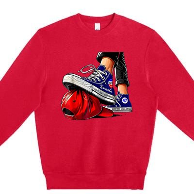 Kamala Harris High Heels Stepping On Red Maga Hat Premium Crewneck Sweatshirt