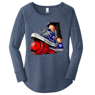 Kamala Harris High Heels Stepping On Red Maga Hat Women's Perfect Tri Tunic Long Sleeve Shirt