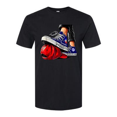 Kamala Harris High Heels Stepping On Red Maga Hat Softstyle CVC T-Shirt