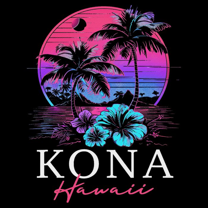 Kona Hawaii Hawaiian Hibiscus Flowers Surfer Souvenir Cooling Performance Crew T-Shirt