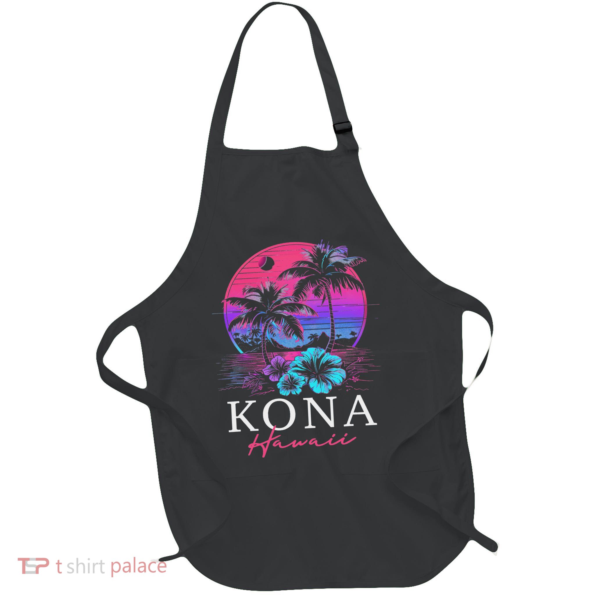 Kona Hawaii Hawaiian Hibiscus Flowers Surfer Souvenir Apron