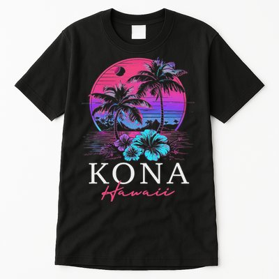 Kona Hawaii Hawaiian Hibiscus Flowers Surfer Souvenir Tall T-Shirt