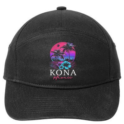 Kona Hawaii Hawaiian Hibiscus Flowers Surfer Souvenir 7-Panel Snapback Hat