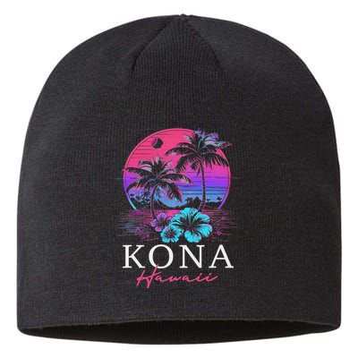 Kona Hawaii Hawaiian Hibiscus Flowers Surfer Souvenir Sustainable Beanie