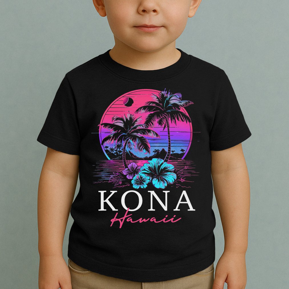 Kona Hawaii Hawaiian Hibiscus Flowers Surfer Souvenir Toddler T-Shirt