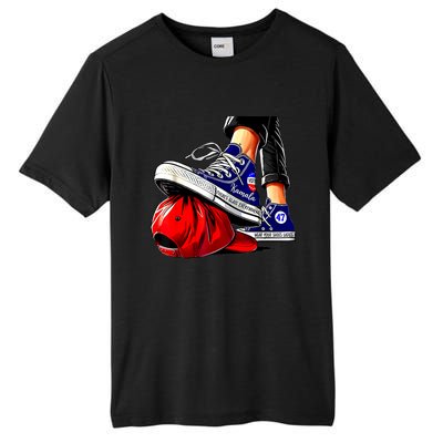 Kamala Harris High Heels Stepping On Red Maga Hat Gift Tall Fusion ChromaSoft Performance T-Shirt