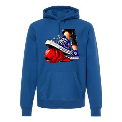 Kamala Harris High Heels Stepping On Red Maga Hat Gift Premium Hoodie