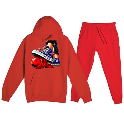 Kamala Harris High Heels Stepping On Red Maga Hat Gift Premium Hooded Sweatsuit Set