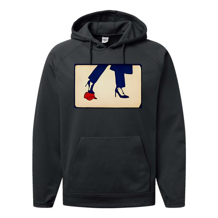 Kamala Harris Heels Stepping On Maga Hat Performance Fleece Hoodie