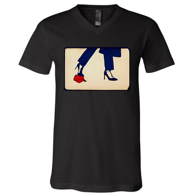 Kamala Harris Heels Stepping On Maga Hat V-Neck T-Shirt