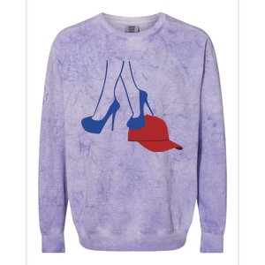 Kamala Harris Heels Stepping On Red Funny Hat Vote 2024 Colorblast Crewneck Sweatshirt