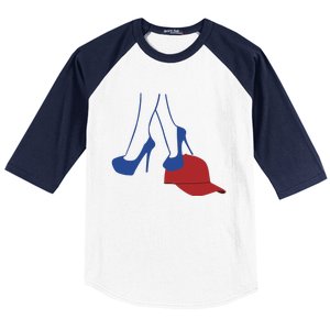 Kamala Harris Heels Stepping On Red Funny Hat Vote 2024 Baseball Sleeve Shirt