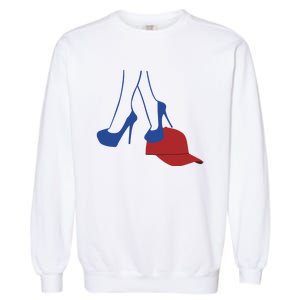 Kamala Harris Heels Stepping On Red Funny Hat Vote 2024 Garment-Dyed Sweatshirt