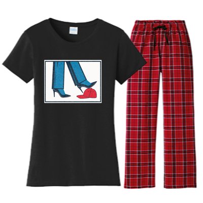 Kamala Harris Heels Stepping On Maga Hat Women's Flannel Pajama Set