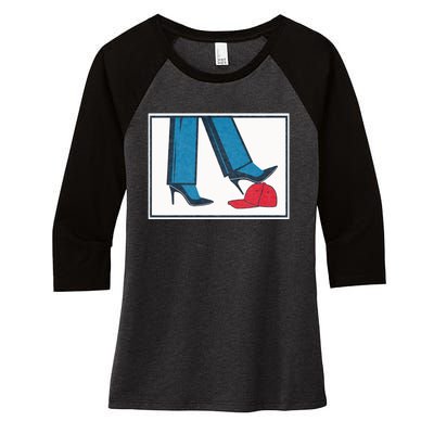 Kamala Harris Heels Stepping On Maga Hat Women's Tri-Blend 3/4-Sleeve Raglan Shirt