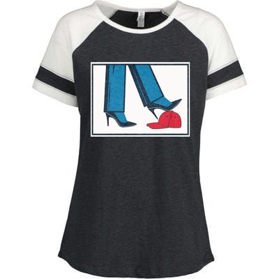 Kamala Harris Heels Stepping On Maga Hat Enza Ladies Jersey Colorblock Tee