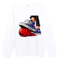 Kamala Harris High Heels Stepping On Red Maga Hat Premium Crewneck Sweatshirt