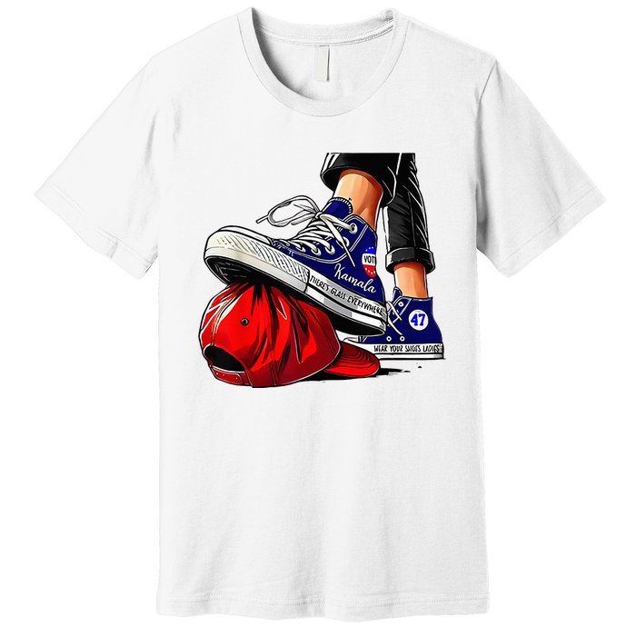 Kamala Harris High Heels Stepping On Red Maga Hat Premium T-Shirt