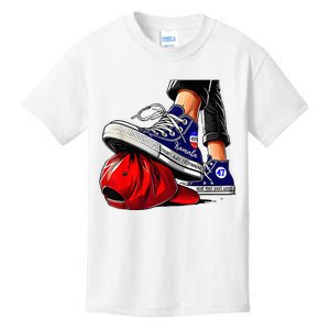 Kamala Harris High Heels Stepping On Red Maga Hat Kids T-Shirt