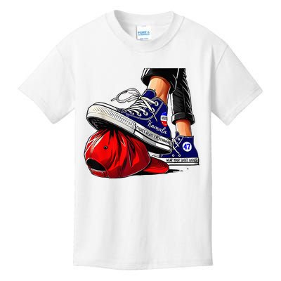 Kamala Harris High Heels Stepping On Red Maga Hat Kids T-Shirt