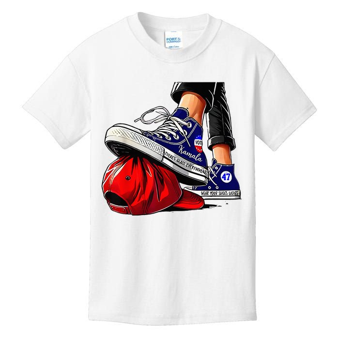 Kamala Harris High Heels Stepping On Red Maga Hat Kids T-Shirt