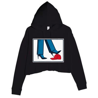 Kamala Harris Heels Stepping On Maga Hat Crop Fleece Hoodie