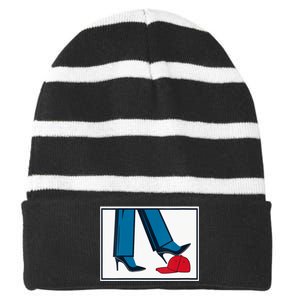 Kamala Harris Heels Stepping On Maga Hat Striped Beanie with Solid Band