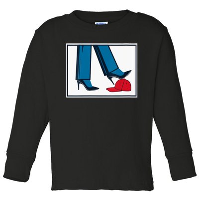 Kamala Harris Heels Stepping On Maga Hat Toddler Long Sleeve Shirt