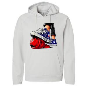 Kamala Harris High Heels Stepping On Red Maga Hat Performance Fleece Hoodie