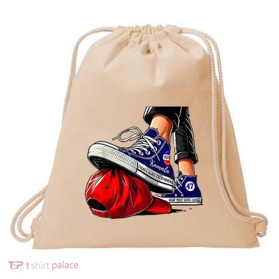 Kamala Harris High Heels Stepping On Red Maga Hat Drawstring Bag