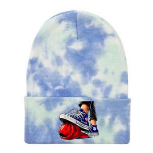 Kamala Harris High Heels Stepping On Red Maga Hat Tie Dye 12in Knit Beanie