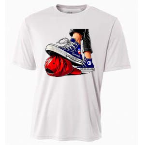 Kamala Harris High Heels Stepping On Red Maga Hat Cooling Performance Crew T-Shirt