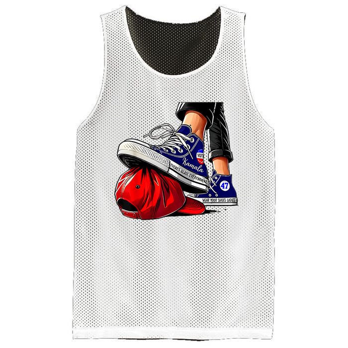 Kamala Harris High Heels Stepping On Red Maga Hat Mesh Reversible Basketball Jersey Tank