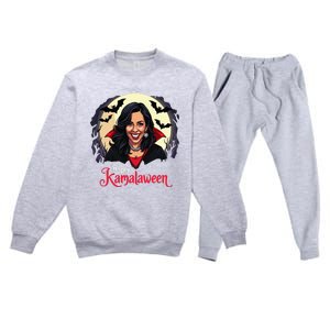 Kamala Harris Happy Kamalaween Pumpkin Ghost Vote Premium Crewneck Sweatsuit Set