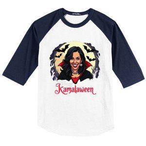 Kamala Harris Happy Kamalaween Pumpkin Ghost Vote Baseball Sleeve Shirt