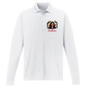 Kamala Harris Happy Kamalaween Pumpkin Ghost Vote Performance Long Sleeve Polo