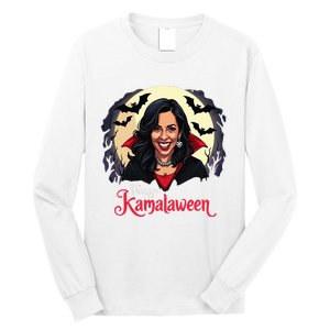 Kamala Harris Happy Kamalaween Pumpkin Ghost Vote Long Sleeve Shirt