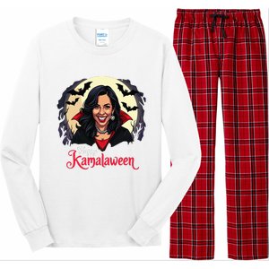 Kamala Harris Happy Kamalaween Pumpkin Ghost Vote Long Sleeve Pajama Set