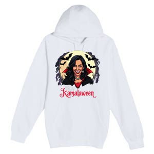 Kamala Harris Happy Kamalaween Pumpkin Ghost Vote Premium Pullover Hoodie