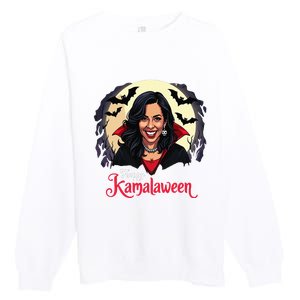 Kamala Harris Happy Kamalaween Pumpkin Ghost Vote Premium Crewneck Sweatshirt