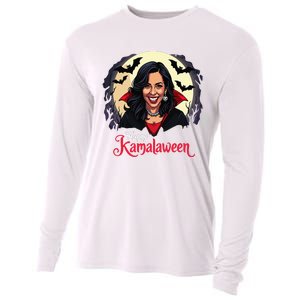 Kamala Harris Happy Kamalaween Pumpkin Ghost Vote Cooling Performance Long Sleeve Crew