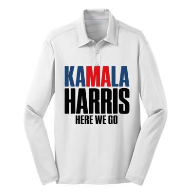 Kamala Harris Here We Go. Kamala Silk Touch Performance Long Sleeve Polo