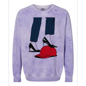 Kamala Harris Heels Stepping On Red Funny Hat Vote 2024 Gift Colorblast Crewneck Sweatshirt