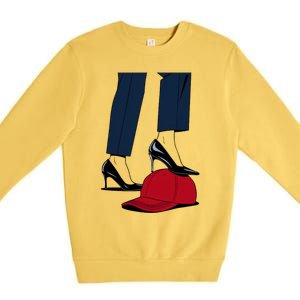 Kamala Harris Heels Stepping On Red Funny Hat Vote 2024 Gift Premium Crewneck Sweatshirt