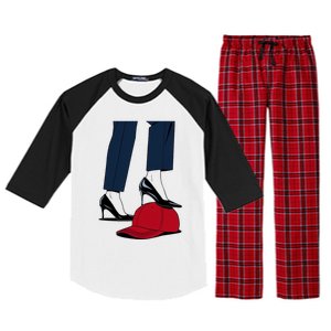 Kamala Harris Heels Stepping On Red Funny Hat Vote 2024 Gift Raglan Sleeve Pajama Set