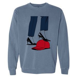 Kamala Harris Heels Stepping On Red Funny Hat Vote 2024 Gift Garment-Dyed Sweatshirt