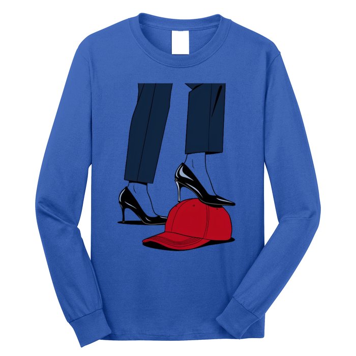 Kamala Harris Heels Stepping On Red Funny Hat Vote 2024 Gift Long Sleeve Shirt