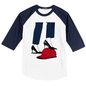 Kamala Harris Heels Stepping On Red Funny Hat Vote 2024 Gift Baseball Sleeve Shirt