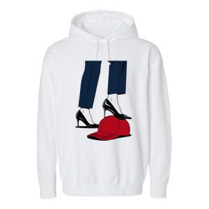 Kamala Harris Heels Stepping On Red Funny Hat Vote 2024 Gift Garment-Dyed Fleece Hoodie